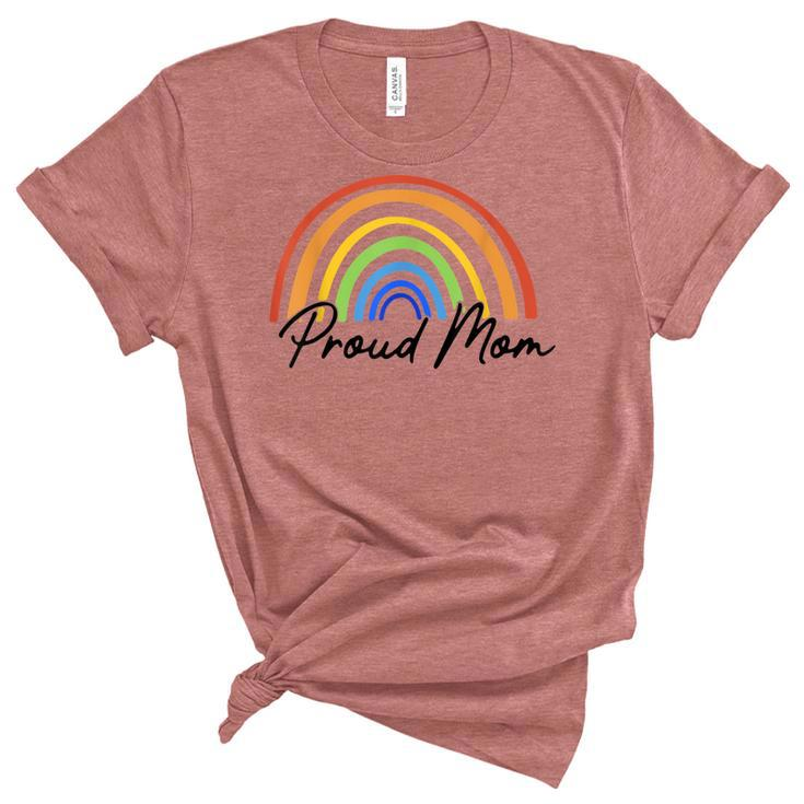 Proud Mom Rainbow  Lgbt Gay Pride Month  V2 Women's Short Sleeve T-shirt Unisex Crewneck Soft Tee