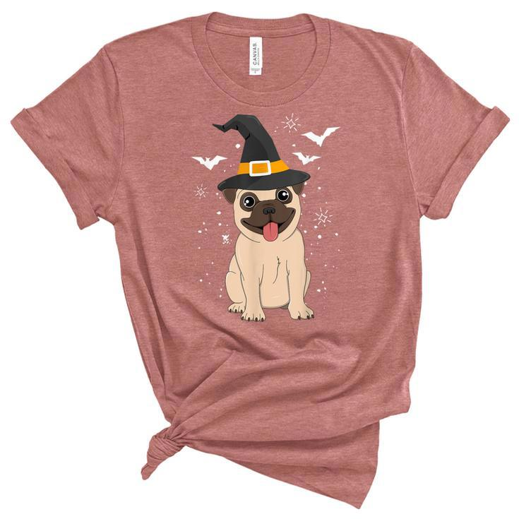 Pug Witch Halloween Dog Puppy Outfit Costume Trick Or Treat  Unisex Crewneck Soft Tee