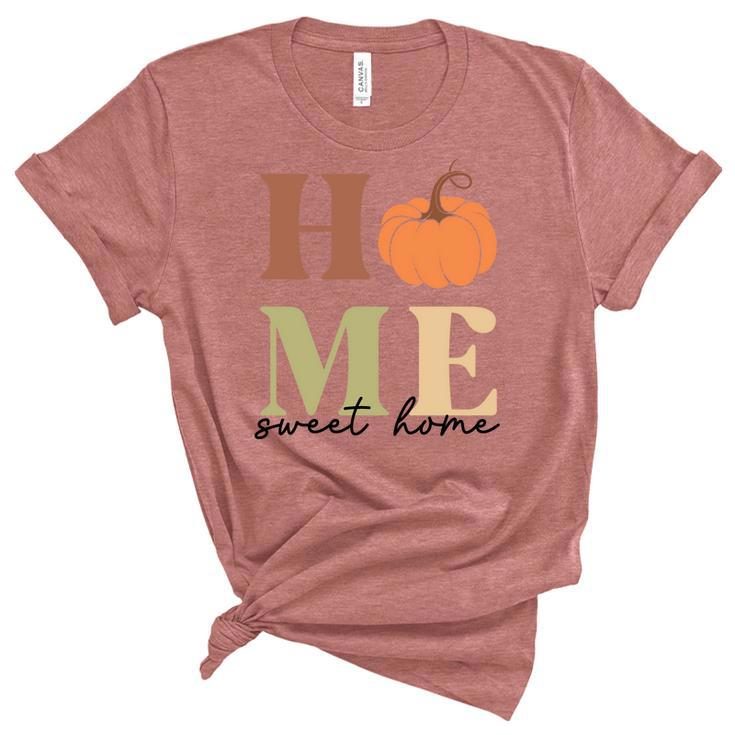 Pumpkin Home Sweet Home Cozy Fall Time Women's Short Sleeve T-shirt Unisex Crewneck Soft Tee