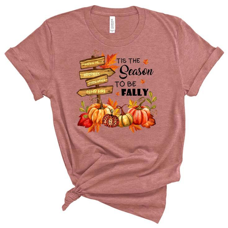 Pumpkin Patch Hayrides Corn Maze Tis The Season To Be Fally  Unisex Crewneck Soft Tee