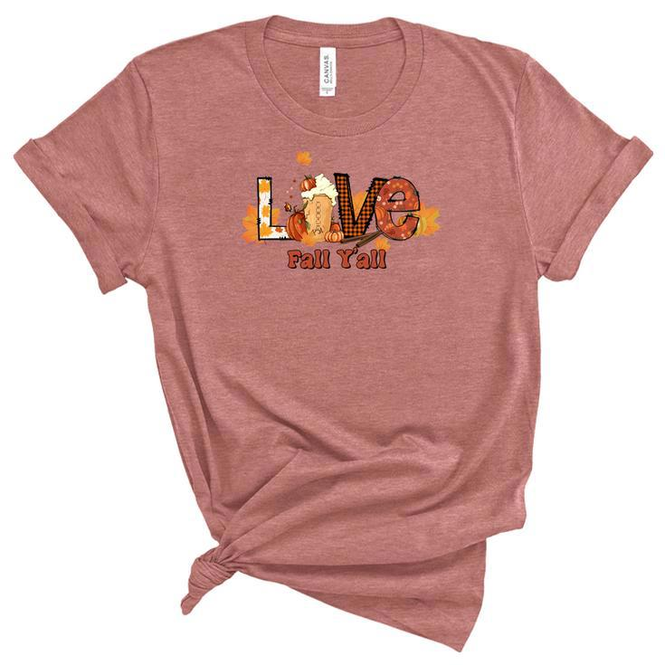 Pumpkin Spice Latte Love Fall Yall Women's Short Sleeve T-shirt Unisex Crewneck Soft Tee