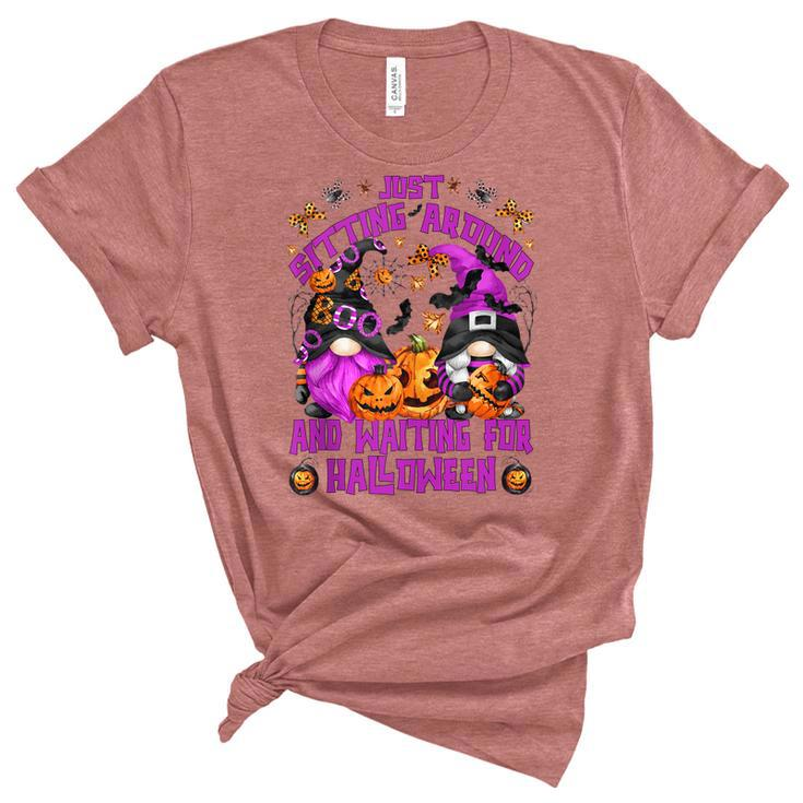 Purple Halloween Gnome For Women Witches Funny Witch Quote  Women's Short Sleeve T-shirt Unisex Crewneck Soft Tee