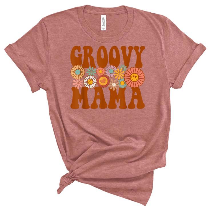 Retro Groovy Mama Matching Family 1St Birthday Party  Unisex Crewneck Soft Tee