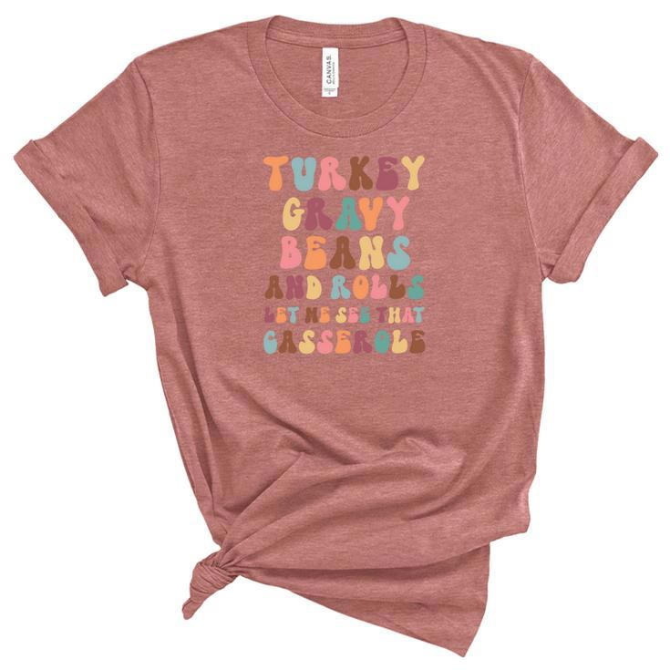 Retro Thanks Givingturkey Gravy Beans Women's Short Sleeve T-shirt Unisex Crewneck Soft Tee