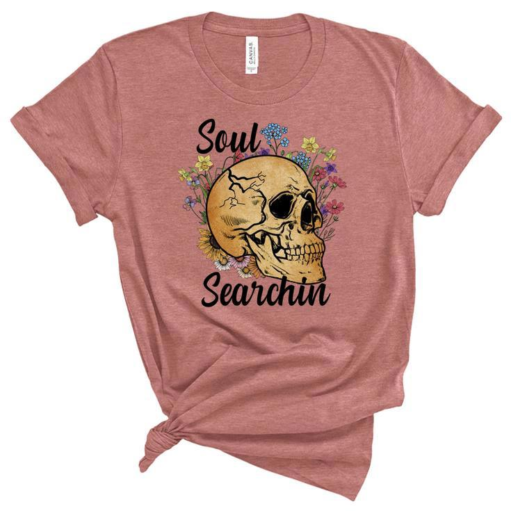 Skeleton And Plants Soul Searchin Custom Women's Short Sleeve T-shirt Unisex Crewneck Soft Tee