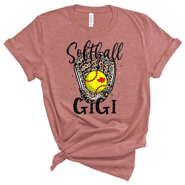 Softball Gigi Leopard Game Day Softball Lover Mothers Day  Women's Short Sleeve T-shirt Unisex Crewneck Soft Tee