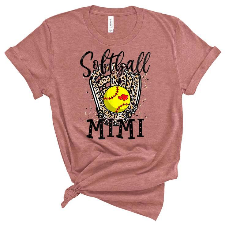 Softball Mimi Leopard Game Day Softball Lover Mothers Day  Women's Short Sleeve T-shirt Unisex Crewneck Soft Tee