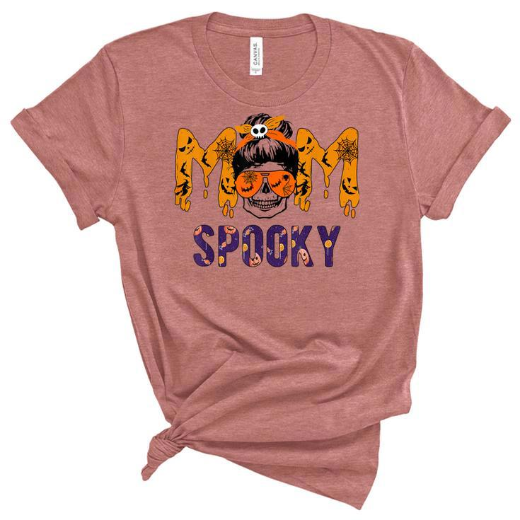 Spooky Mama Messy Skull Mom Witch Halloween Women  Unisex Crewneck Soft Tee