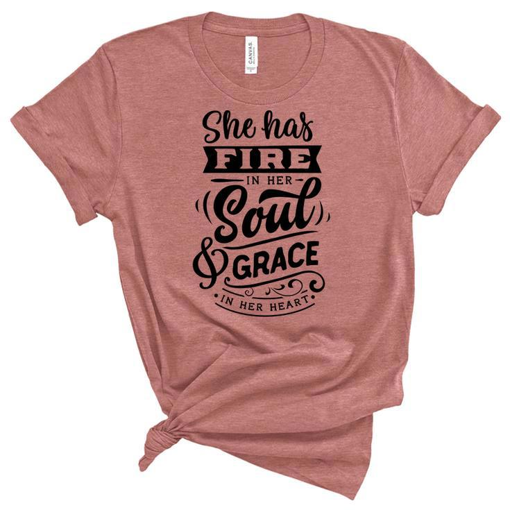 Strong Woman She Has Fire In Her Soul And Grace In Her Heart Women's Short Sleeve T-shirt Unisex Crewneck Soft Tee