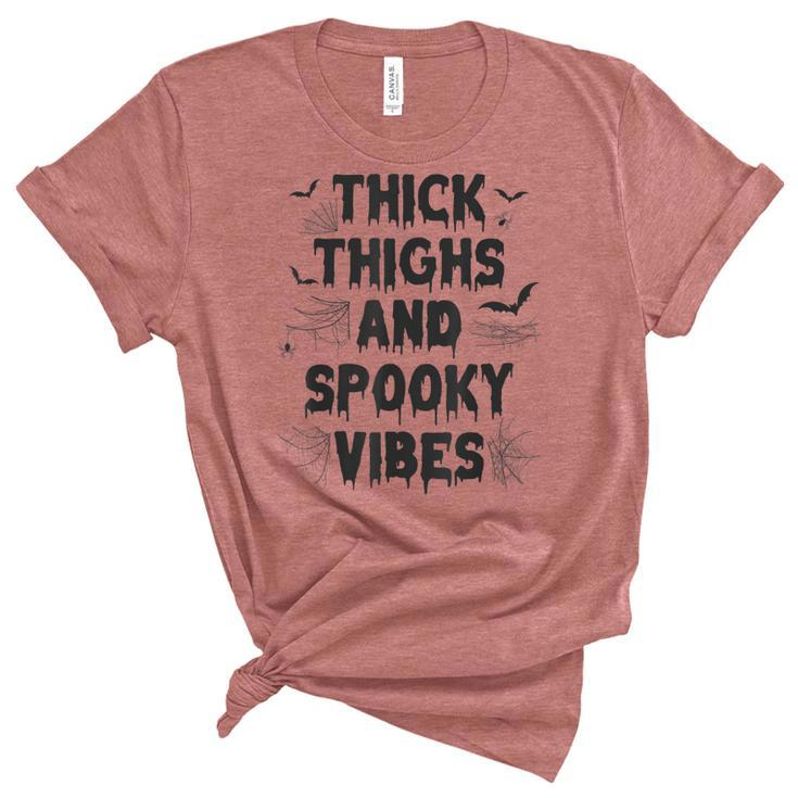 Thick Thighs And Spooky Vibes The Original Halloween  Unisex Crewneck Soft Tee