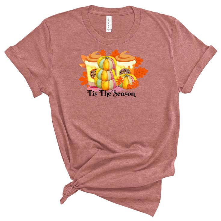 Tis The Season Pumpkin Pie Latte Drink Fall Women's Short Sleeve T-shirt Unisex Crewneck Soft Tee