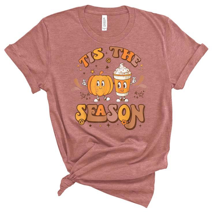 Tis The Season Pumpkin Spice Autumn Fall Thanksgiving Retro  Women's Short Sleeve T-shirt Unisex Crewneck Soft Tee