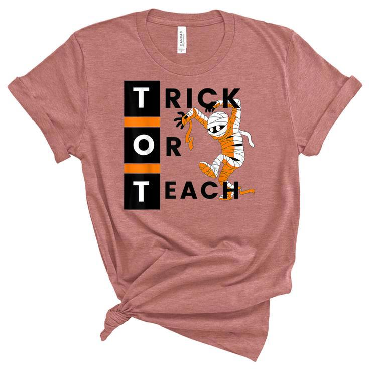 Trick Or Teach Funny Teacher Halloween Costume Gifts  Women's Short Sleeve T-shirt Unisex Crewneck Soft Tee