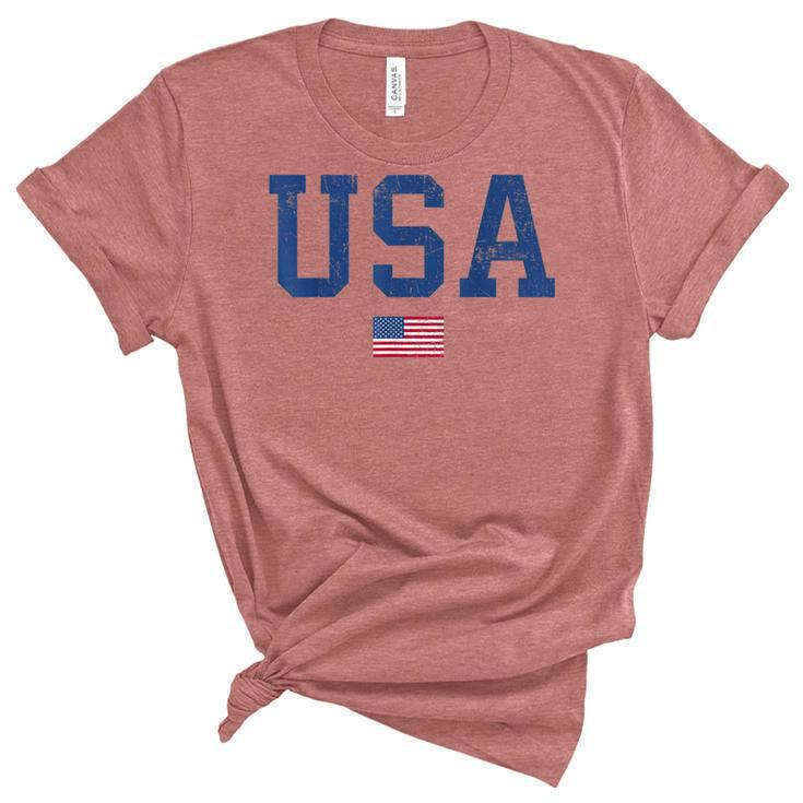 Usa  Women Men Kids Patriotic American Flag Distressed  Women's Short Sleeve T-shirt Unisex Crewneck Soft Tee
