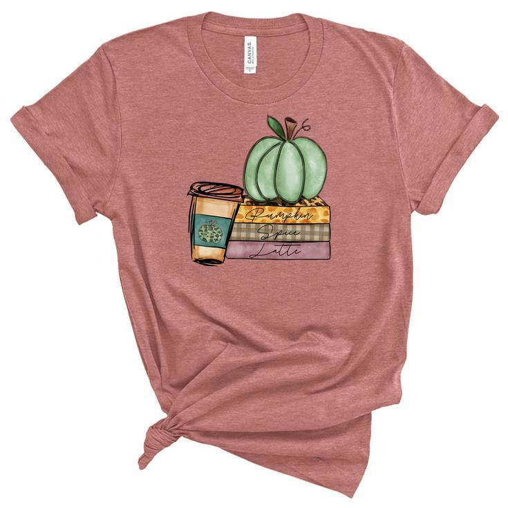 Vintage Autumn Pumpkin Spice Latte Women's Short Sleeve T-shirt Unisex Crewneck Soft Tee