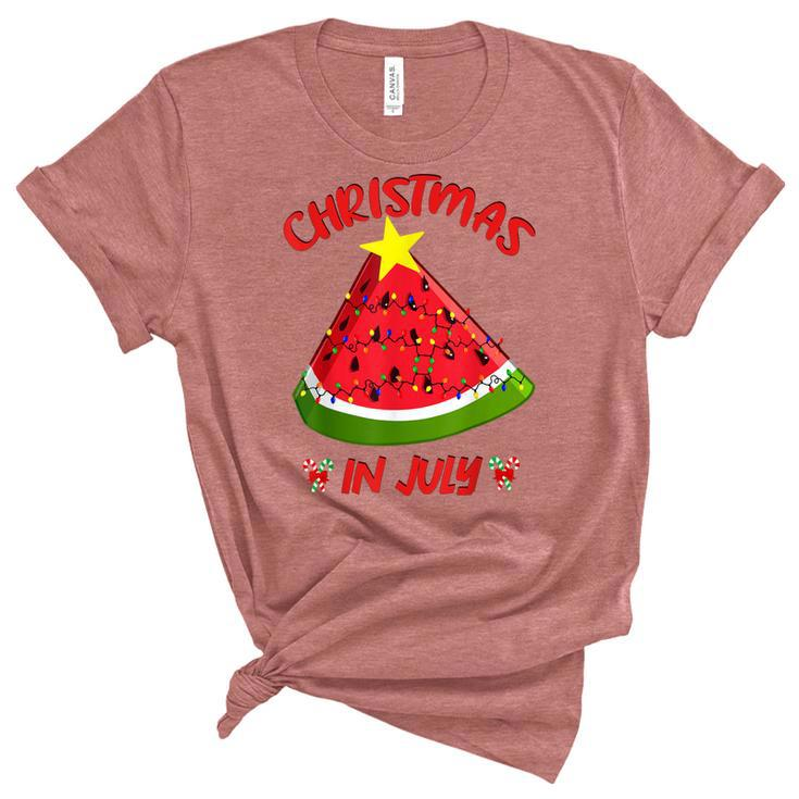 Watermelon Christmas Tree Christmas In July Summer Vacation  V3 Unisex Crewneck Soft Tee