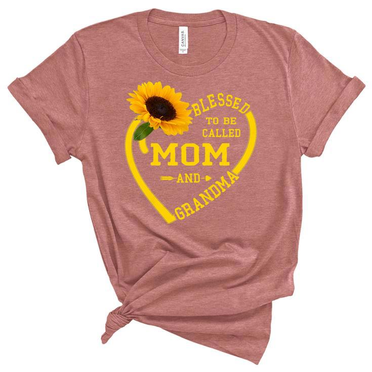 Womens Blessed To Be Called Mom And Grandma Mothers Day Sunflower   Women's Short Sleeve T-shirt Unisex Crewneck Soft Tee