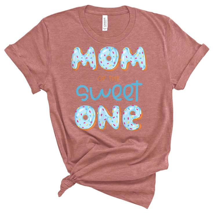 Womens Mom Of The Sweet One Donut Boy 1St Birthday Party Mommy Mama  Unisex Crewneck Soft Tee