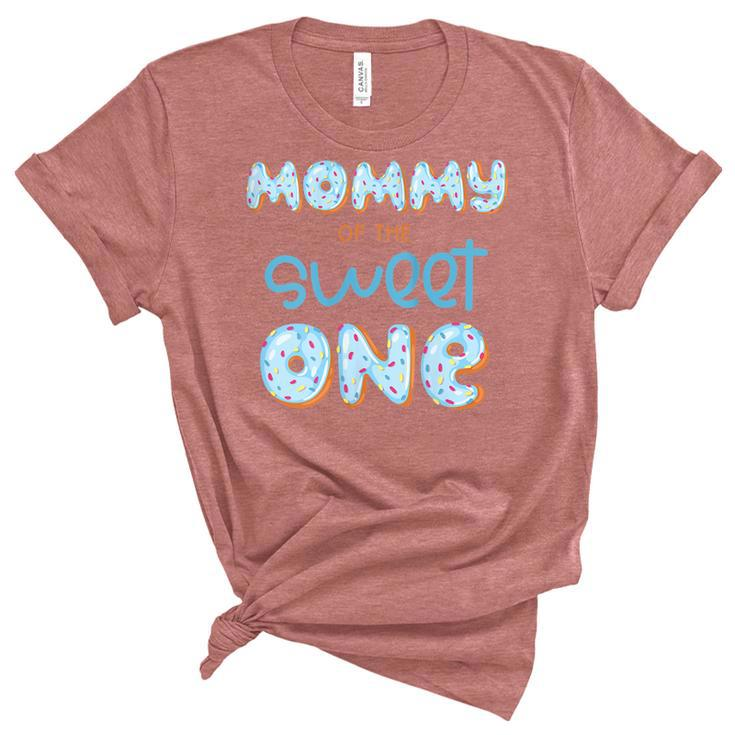 Womens Mommy Of The Sweet One Donut Boy 1St Birthday Party Mama Mom  Unisex Crewneck Soft Tee