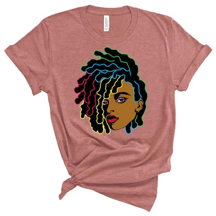 Black Woman African Afro Hair Cool Black History Month Women's Short Sleeve T-shirt Unisex Crewneck Soft Tee