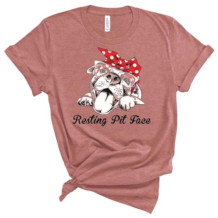 Dog Pitbull Resting Pit Face For Dogs  Women's Short Sleeve T-shirt Unisex Crewneck Soft Tee