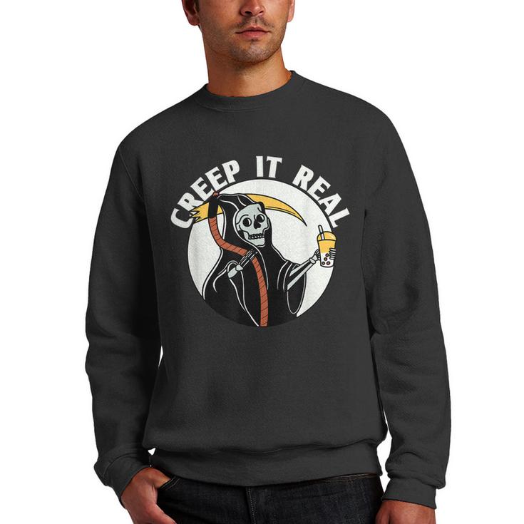 Creep It Real - Funny - Halloween  Men Crewneck Graphic Sweatshirt