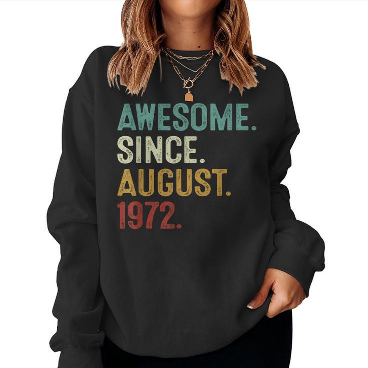 Awesome Since August 1972  50 Years Old 50Th Birthday  Women Crewneck Graphic Sweatshirt