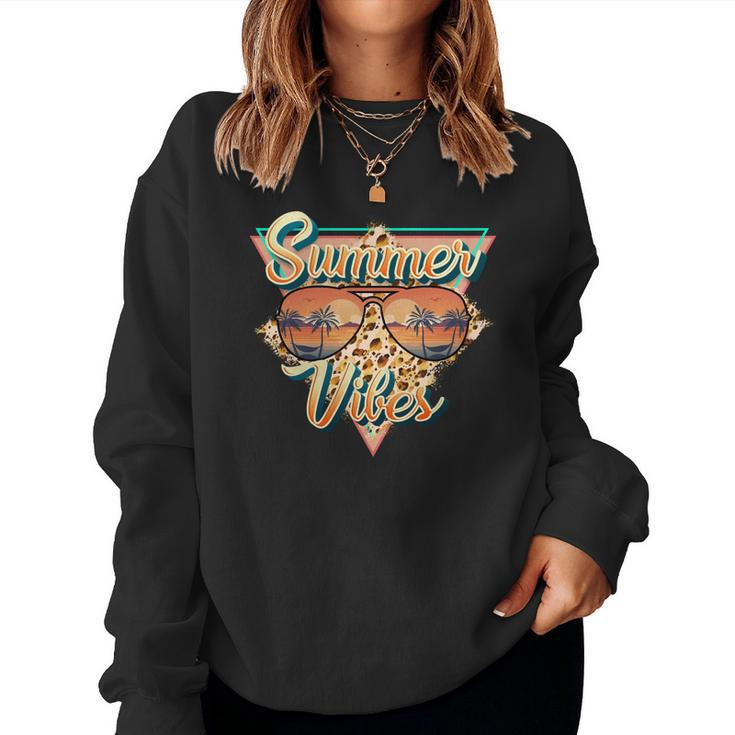 Boho Vintage Summer Vibes Custom Women Crewneck Graphic Sweatshirt