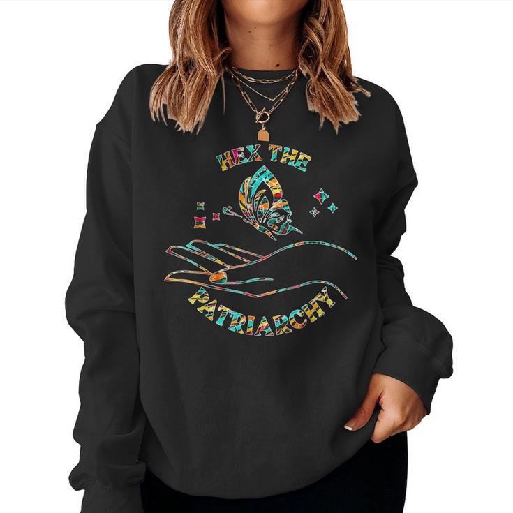Feminist Witch Hex The Patriarchy Halloween Witch Vibes Fall  Women Crewneck Graphic Sweatshirt