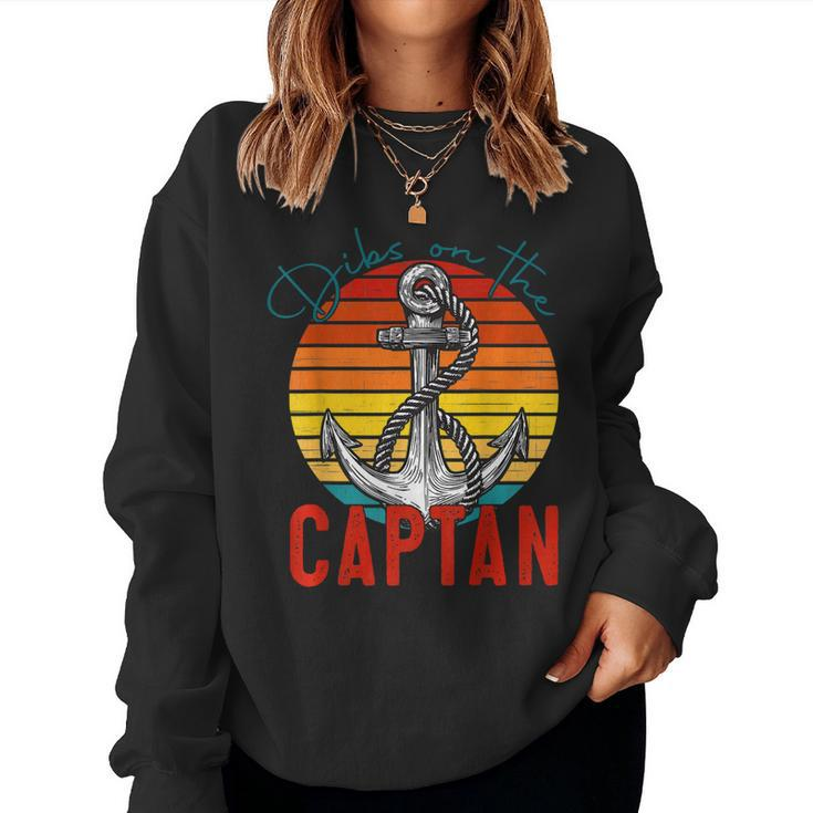 Funny Captain Wife Dibs On The Captain Vintage  V2 Women Crewneck Graphic Sweatshirt