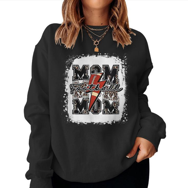 Funny Football Mom Retro Lightning Bolt Leopard Game Day  Women Crewneck Graphic Sweatshirt