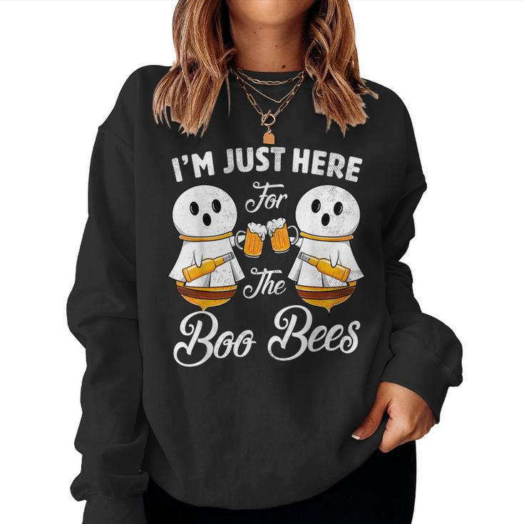 Halloween Beer Drinking Im Just Here For The Boos Bees Beer  Women Crewneck Graphic Sweatshirt