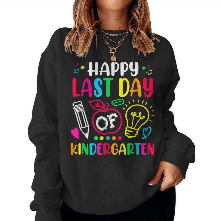 Happy Last Day Of Kindergarten School Funny Teacher Students  Women Crewneck Graphic Sweatshirt