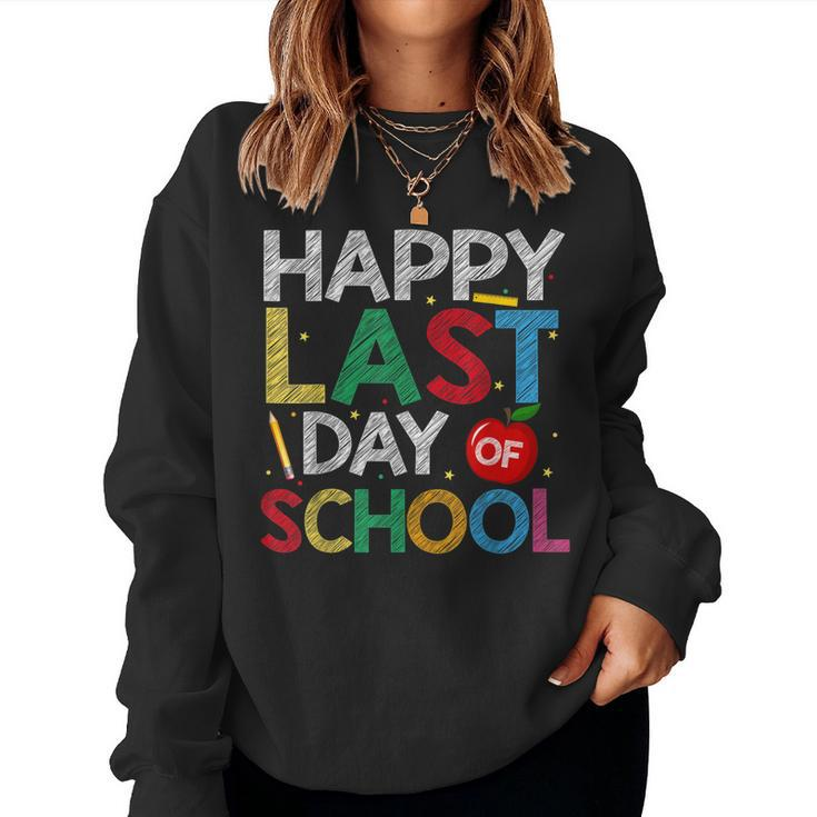 Happy Last Day Of School Funny End Of Year Teacher Student  Women Crewneck Graphic Sweatshirt