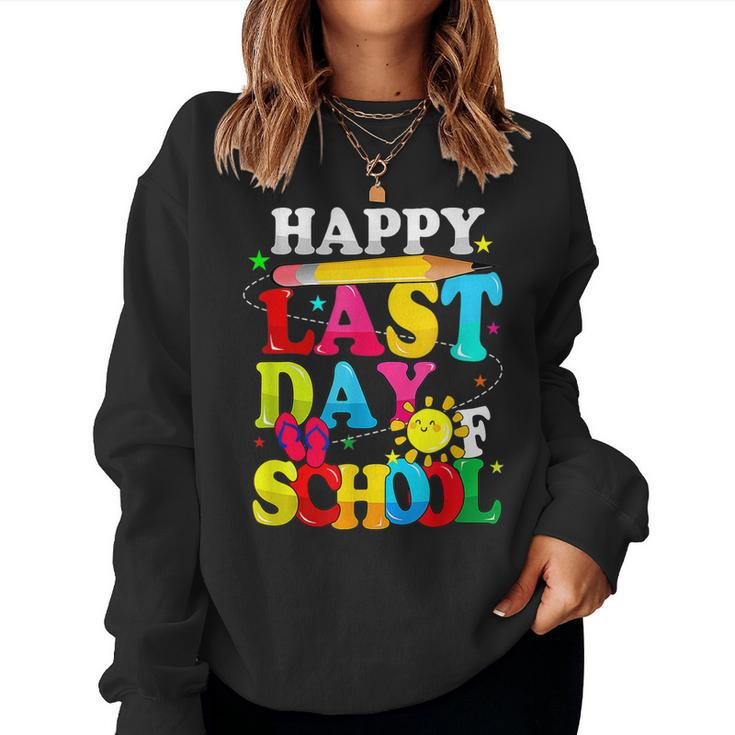 Happy Last Day Of School Students Teachers End Of The Year  Women Crewneck Graphic Sweatshirt