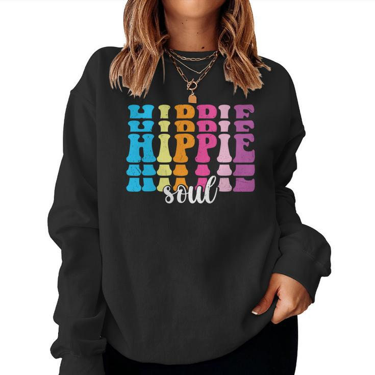 Hippie Awesome Color Hippie Soul Design Women Crewneck Graphic Sweatshirt