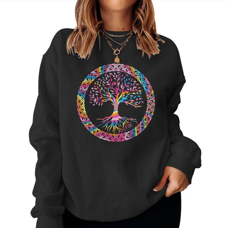 Hippie Colorful Tree Circle Official Custom Women Crewneck Graphic Sweatshirt