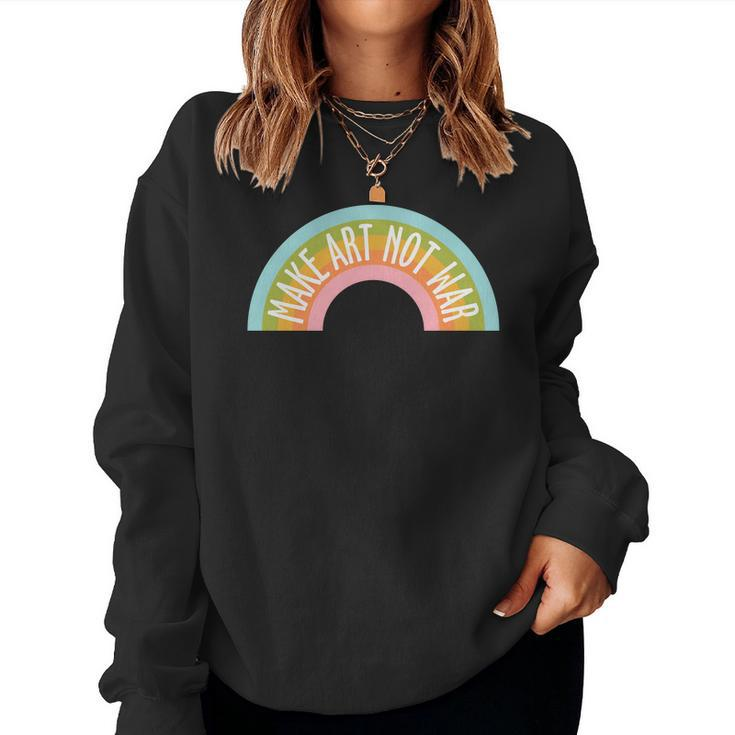 Hippie Rainbow Make Art Not War Custom Women Crewneck Graphic Sweatshirt