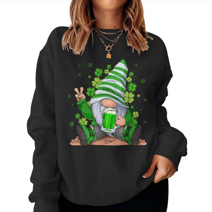 Irish Gnome Drink Beer Lucky Shamrock Gnome St Patricks Day  Women Crewneck Graphic Sweatshirt