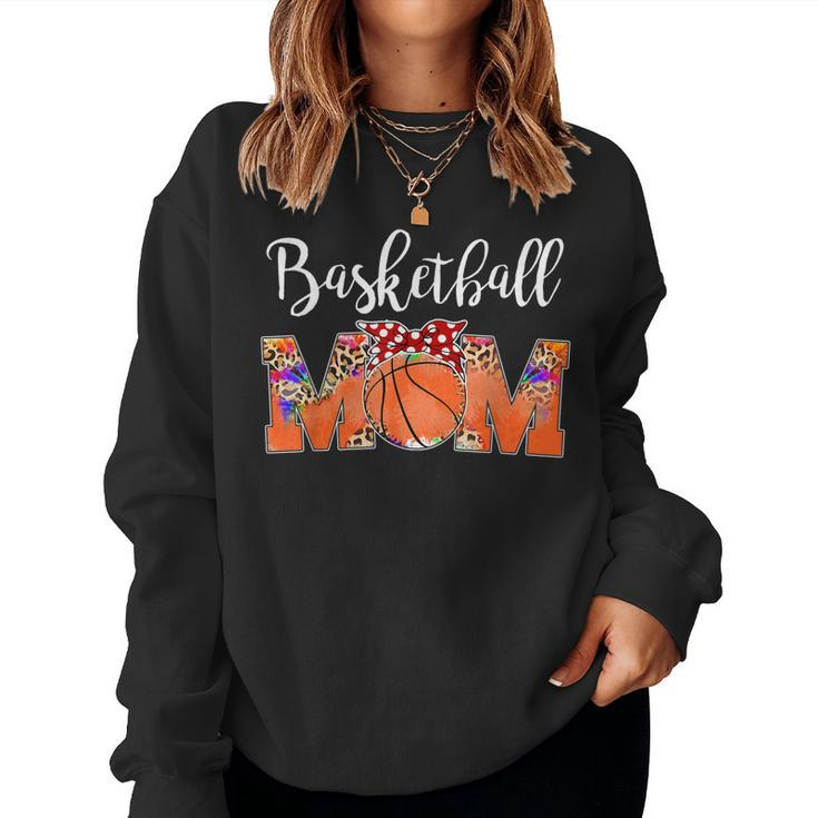 Leopard Basketball Mom Game Day Mom Life Tie Dye Mothers Day  Women Crewneck Graphic Sweatshirt