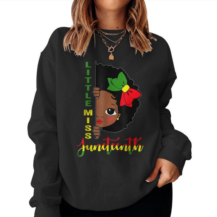 Little Miss Junenth Girl Toddler Black History Month  Women Crewneck Graphic Sweatshirt