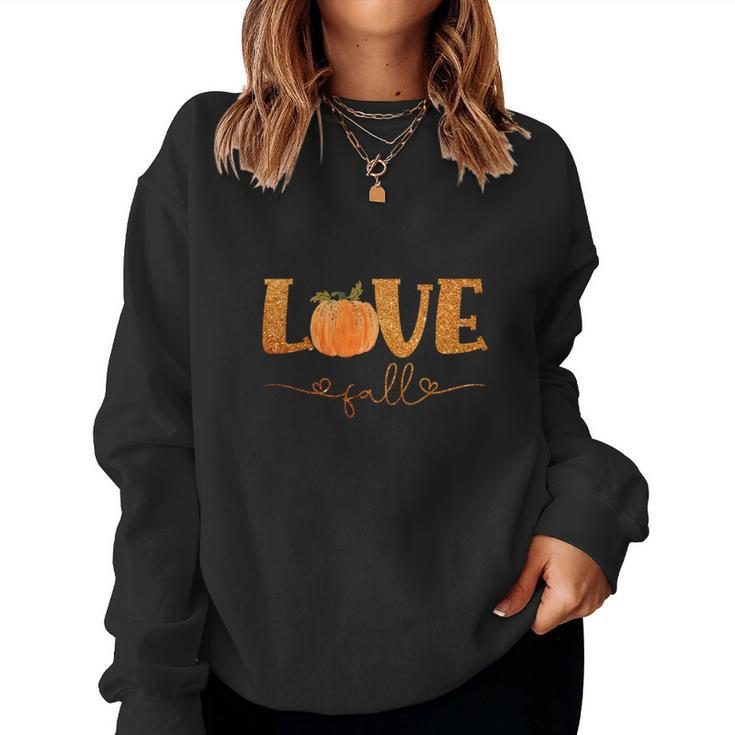 Love Fall Pumkin Season Thanksgiving Women Crewneck Graphic Sweatshirt
