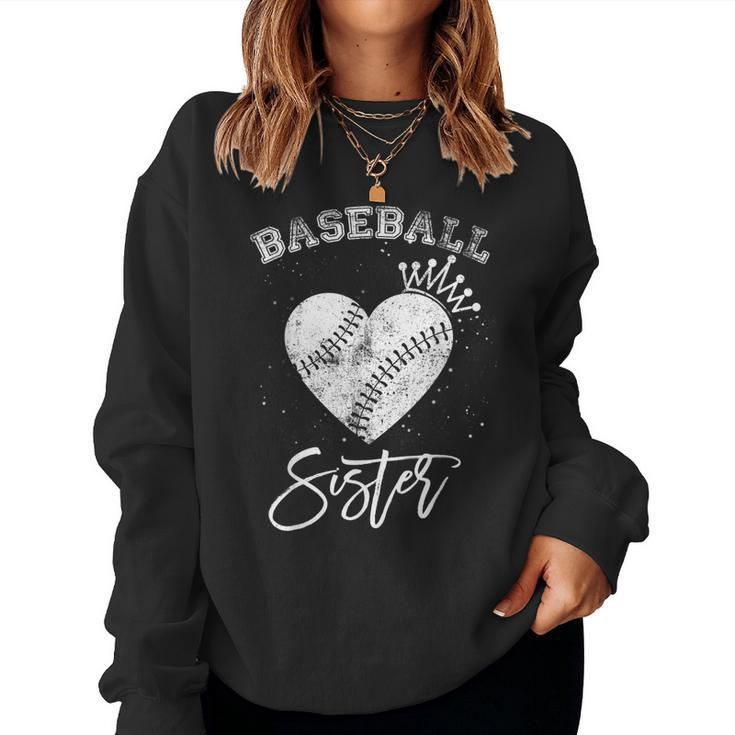 Love Heart Crown Baseball Sister Mothers Day Mom Mothers  Women Crewneck Graphic Sweatshirt