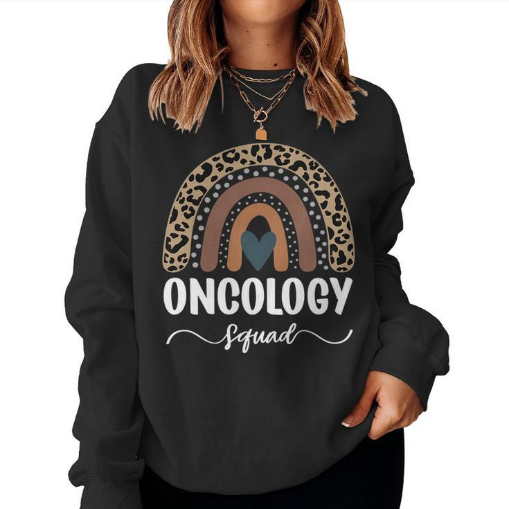 Oncology Squad Leopard Rainbow Matching Oncology Nurse Team   Women Crewneck Graphic Sweatshirt