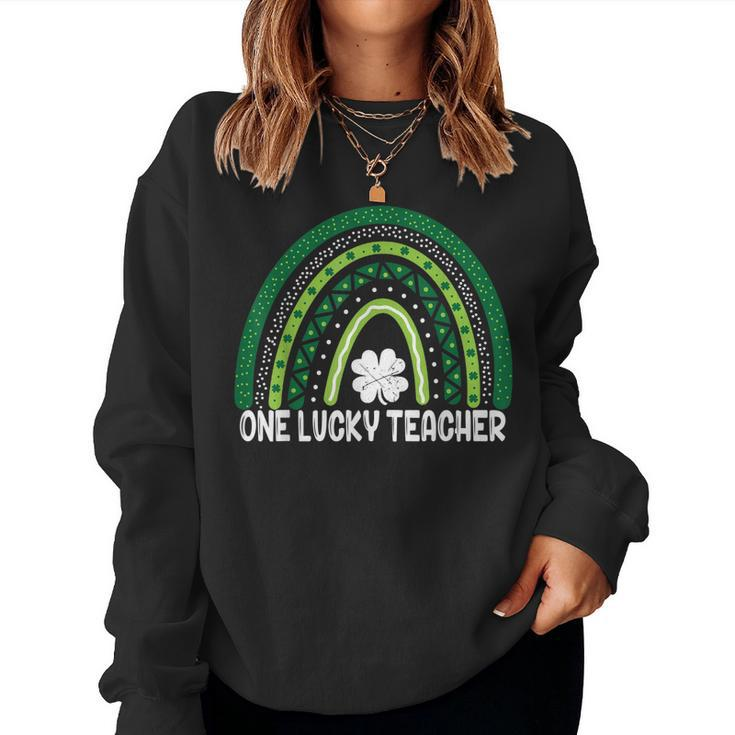 One Lucky Teacher Rainbow St Patrick’S Day  Women Crewneck Graphic Sweatshirt