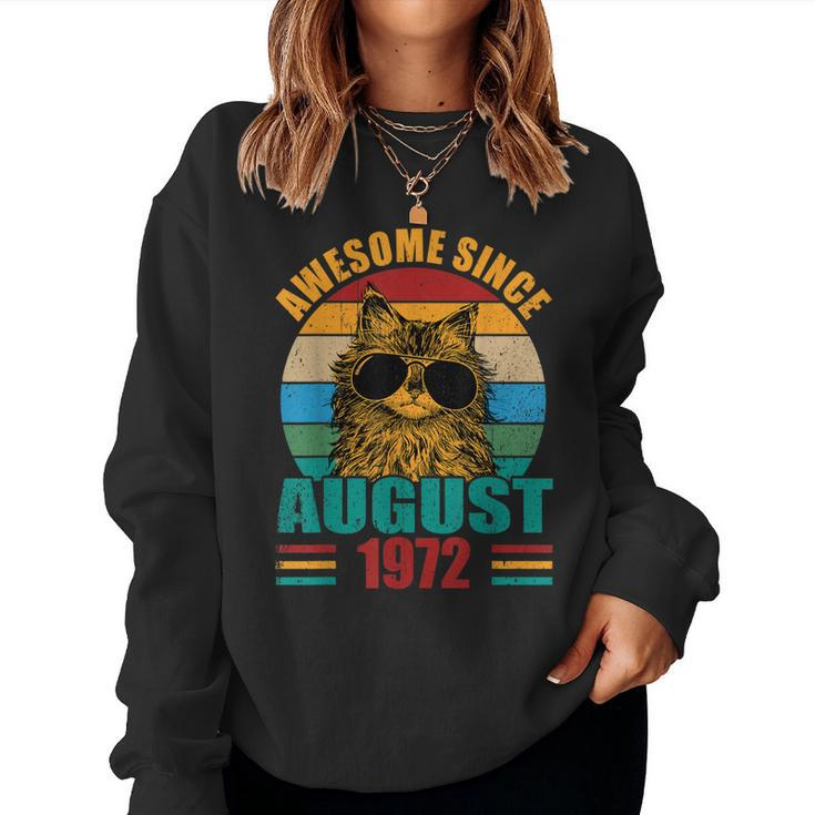 Retro Awesome Since August 1972 50Th Birthday 50 Years Old  Women Crewneck Graphic Sweatshirt