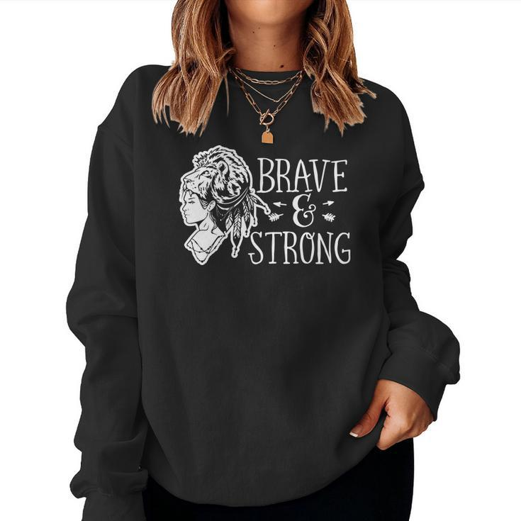 Strong Woman Brave And Strong For Dark Colors White Women Crewneck Graphic Sweatshirt