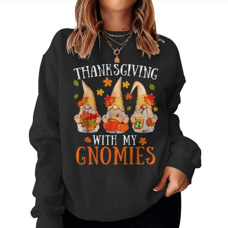 Thanksgiving With My Gnomies For Women Funny Gnomies Lover  Women Crewneck Graphic Sweatshirt