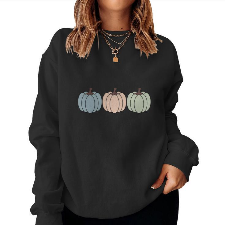 Three Pumpkins Cute Gift Fall Season Women Crewneck Graphic Sweatshirt