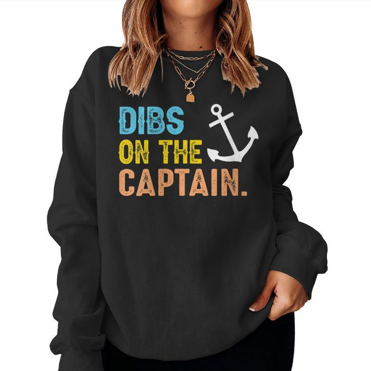 Womens Funny Captain Wife Dibs On The Captain  V2 Women Crewneck Graphic Sweatshirt